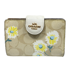 COACH コーチ C3375IMOTV シグネチャー 二つ折り財布 コンパクトウォレット レザー 花柄 ライトブラウン