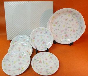 d107 NARUMI 食器セット 全6客 箱有り 花柄 パーティーセット お皿 /100