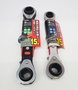 管94 4サイズ　フレックス　板　ラチェットレンチ　12 14 15 17　ギスケ　タカギ　10 12 13 14 　二本セット　新品未使用