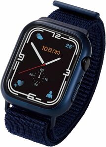 Apple Watch series7 45mm用 フルカバーケース ファブリックバンド一体型ネイビー┃AW-21ABCFBNV 