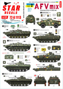 スターデカール 72-A1113 1/72 ウクライナでの戦争 #2 ウクライナのAFV 2022