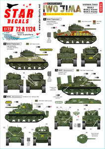 スターデカール 72-A1124 1/72 WWII アメリカ 太平洋戦線 硫黄島の戦い アメリカ海兵隊 M4A2 シャーマン戦車, M4A2/M4A3 火炎放射型