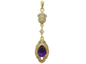  free shipping [ natural amethyst ] pendant top purple crystal 