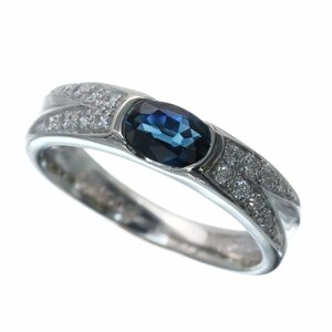  deep .. exist blue . Kirameki .... sharp . design Pt900 sapphire diamond ring 6.0g 0.54ct 0.15ct super-beauty goods *06A52