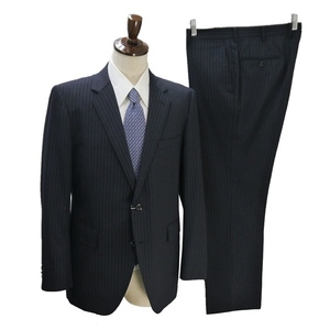 3NJ080】Perfect Suit 2パンツ 2つボタン シングルスーツ AB6 L ダークグレー 暗灰色 ストライプ ノータック 春夏 IC420285-88