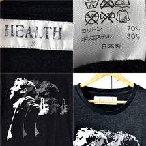 3TJ066】HEALTH コットン70％ ポリエステル30％ プリント Tシャツ 半袖 カットソー M ブラックベース 日本製 アート系 エニマデザイン_画像3