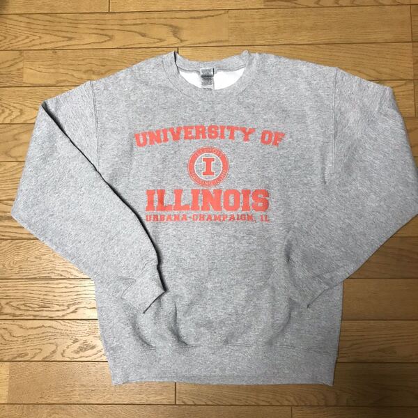 NCAA UNIVERSITY OF ILLINOIS MEN’S SWEAT size-S(着丈60身幅49) 中古(美品) 送料無料 NCNR