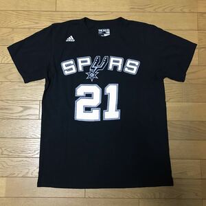 NBA SAN ANTONIO SPURS #21 TIM DUNCAN COTTON SHORT SLEEVE T-SHIRTS (adidas) size-M(着丈67身幅52) 中古(美品) 送料無料 NCNR