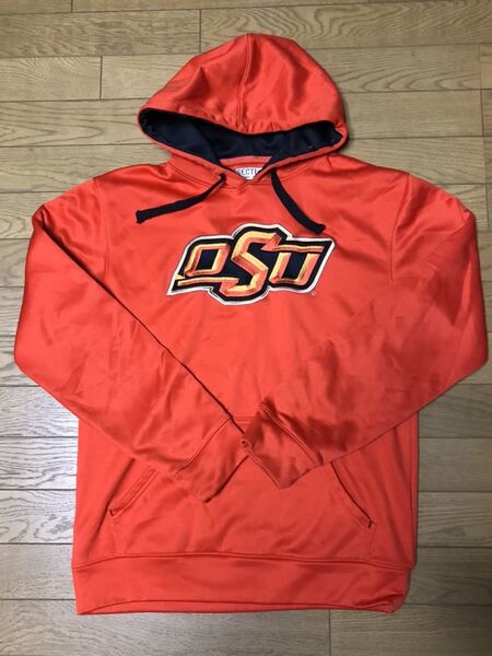 NCAA UNIVERSITY OF OKLAHOMA MEN’S HOODIE (Majestic) size-S(着丈65身幅53) 中古(ほぼ新品) 送料無料 NCNR