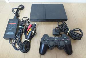 SONY ソニー PlayStation2 プレイステーション2 薄型 SCPH-70000 ブラック 本体 コントローラー ケーブル セット★動作確認済