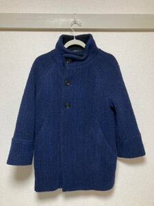 BLUE BLUE ハリウッドランチマーケット ARIGATO 藍 スタンドカラー ウールジャケット サイズ1 日本製 ポップコーン コート インディゴ