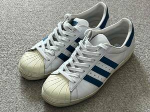 1円スタート★adidasアディダス★フランスモデル復刻★SUPERSTAR★スーパースター★白青★US8 1/2★26.5cm