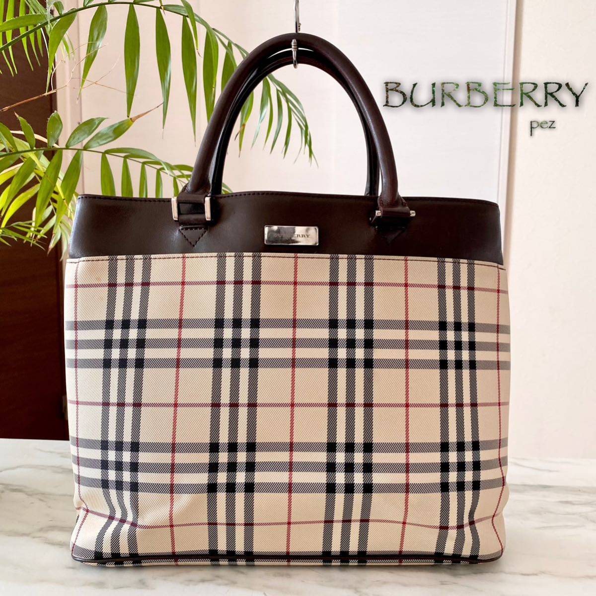 新品同様 BURBERRY バーバリー レザーショルダーバッグ ノバチェック