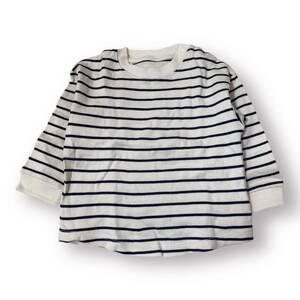 S530 100 иен старт Kids мужчина девочка 90 UNIQLO( Uniqlo ) футболка длинный рукав casual белый ( белый ) окантовка хлопок универсальный 