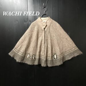 WACHI FIELD わちふぃーるど　ネコ刺繍 ポンチョ ウールF