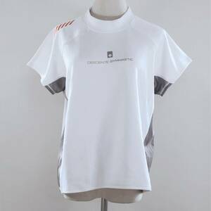 Z0001 DESCENTE デサント レディース トップス Tシャツ 半袖 Lサイズ ホワイト 白 グレー 灰 ロゴプリント アクティブウェアスポーツコーデ