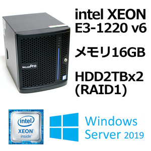 ★Server2019 XEON E3-1220 v6 メモリ16GB HDD2TBx2 RAID1 MousePro 小型サーバー★