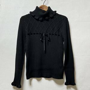 即決 ギャラリービスコンティ ニット フリル袖 セーター 黒 サイズ２ レターパック可 (796873)