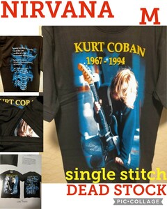 【激レア新品】NIRVANA●カート・コバーン追悼Tシャツ●半袖M●HELLOH?掲載●90s貴重なシングルステッチ●KURT COVAINグランジロックＴ