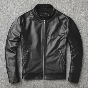 高級新品　本革　ラム革　バイクジャケット　メンズライダース　 レザー バイクウェア 革ジャン 黒 　S~4XL