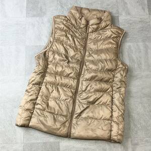  Uniqlo UNIQLO light down vest light brown lady's L size sport light weight down 