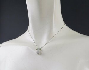 2898-23R0082★スワロフスキーSWAROVSKI 美品★ きらきら輝く洋梨チャーム ネックレス シルバ－×グリーン