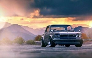 Art Auction ملصق ورق جدران Nissan Skyline 2000 GTX Hakosuka GT-R GM بنمط رسم كبير للغاية إصدار عريض 921 × 576 مم (نوع ملصق قابل للنزع) 006W1, السلع المتعلقة بالسيارات, من قبل الشركة المصنعة للسيارة, نيسان