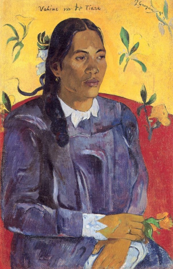 [Full size version] Paul Gauguin Vahine no Te Tiare (Woman with Flowers) 1891 Wallpaper Poster 387 x 603mm Peelable Sticker 012S2, painting, oil painting, portrait