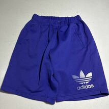 アディダス adidas トレフォイル 紫 パープル ポケット付 スポーツ トレーニング用 ハーフパンツ Oサイズ_画像1