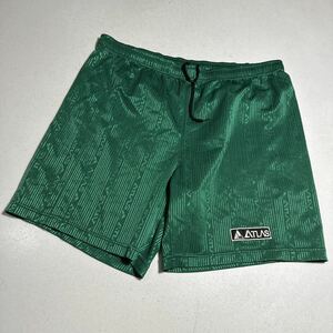 アトラス ATLAS 緑 グリーン 総柄 90年代 光沢サカパン サッカーパンツ Lサイズ
