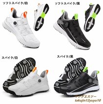 正規品★高級 ゴルフシューズ ダイヤル式 運動靴 スニーカー メンズ 軽量 防水 耐久性 4E 幅広 フィット感 スポーツシューズ 白系 28.5cm_画像7