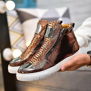 K062* new goods men's walking shoes sneakers casual short boots . pattern deck shoes sport Gold 26.5