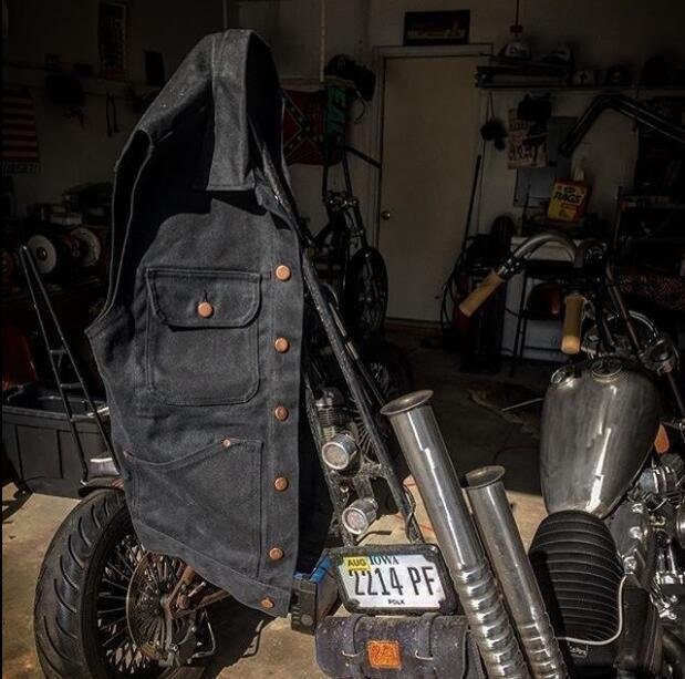 アメリカンレトロワックスクロスベスト?防水17オンスヘビー級コミューターバイクライダーベスト 黒 アメリカンレトロワックスクロスベスト?防水17オンスヘビー級コミューターバイクライダーベスト 黒