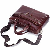 本革 牛革メンズ ブリーフケース レザーバッグ 2WAY 斜めがけ ビジネスバッグ A4 書類鞄 通勤鞄かばん 大容量 多機能 　黒_画像8