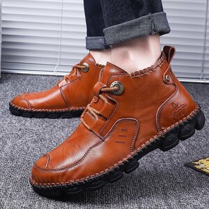  new goods original leather shoes men's is ikatto boots cow leather walking shoes super rare mountain climbing shoes outdoor light weight ventilation eminent Brown 24cm~28cm