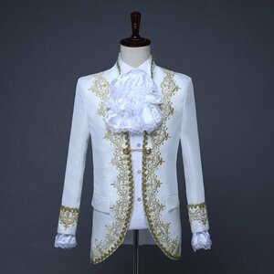 新品 上質4点セット 宮廷 コスプレ衣装 王子 (白) タキシード ステージ衣装