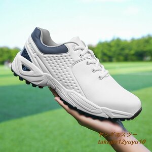 高級品 ゴルフシューズ 新品 メンズ 運動靴 4E 幅広い 軽量 スポーツシューズ フィット感 防水 防滑 耐磨 弾力性 三色あり ホワイト 26.0cm