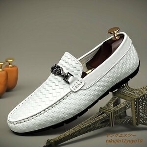  стандартный товар * Loafer туфли без застежки в клетку обувь для вождения телячья кожа бизнес обувь натуральная кожа мужской джентльмен обувь кожа обувь белый 27.5cm