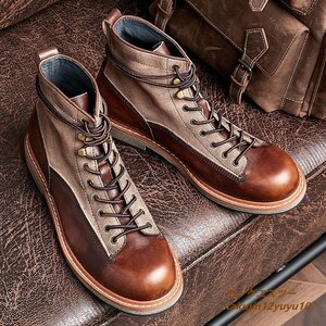  top class * regular price 10 ten thousand men's boots regular goods Work boots worker handmade engineer boots military Martin boots switch leather boots 24.0cm