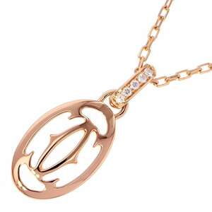  Cartier necklace Logo du-bruC diamond 5P total 0.02ct K18PG pink gold B7219200 jewelry [ safety guarantee ]