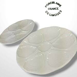 フランス オイスタープレート リモージュ ホワイト お皿 食器 2枚 2皿 PORCELAINE DE LIMOGES FRANCE AT1.33