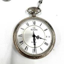 ★おすすめ品★ ELGIN エルジン 懐中時計 シルバー系 アンティーク クオーツ 中古品 動作未確認　SAHS1023-14_画像2