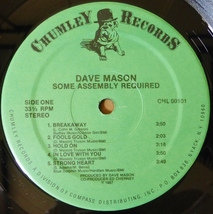 DAVE MASON「SOME ASSEMBLY REQUIRED」米ORIG [CHUMLY] シュリンク美品_画像5