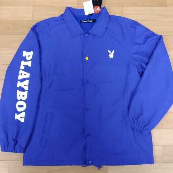 M　プレイボーイ　PLAYBOY 新品　コーチジャケット 長袖上着　ブルゾン　ジャンパー　青　撥水加工　メンズ紳士　アウトドア　ゴルフウェア