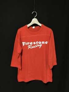 カナダ製◆未使用◆東洋エンタープライズ　CHESWICK 【Firestone Racing】七分　フットボールTシャツ ロンT L　コットン100