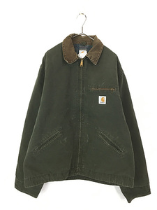  old clothes 80s USA made Carhartt lining check blanket MOS moss green Duck te Toro ito jacket XL rank old clothes 