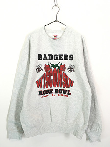 古着 90s USA製 Wisconsin Badgers 「Rose Bowl」 カレッジ アメフト スウェット トレーナー L 古着