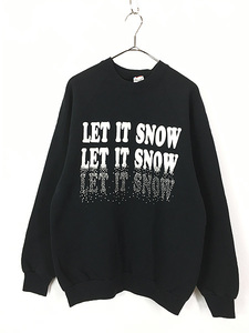 古着 80s USA製 「LET IT SNOW」 3連 スノーフレーク スウェット トレーナー L