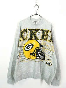 古着 90s NFL Green Bay Packers パッカーズ BIG プリント スウェット トレーナー XL 古着