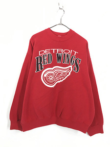 古着 80s USA製 NHL Detroit Red Wings レッドウィングス スウェット トレーナー XL 古着